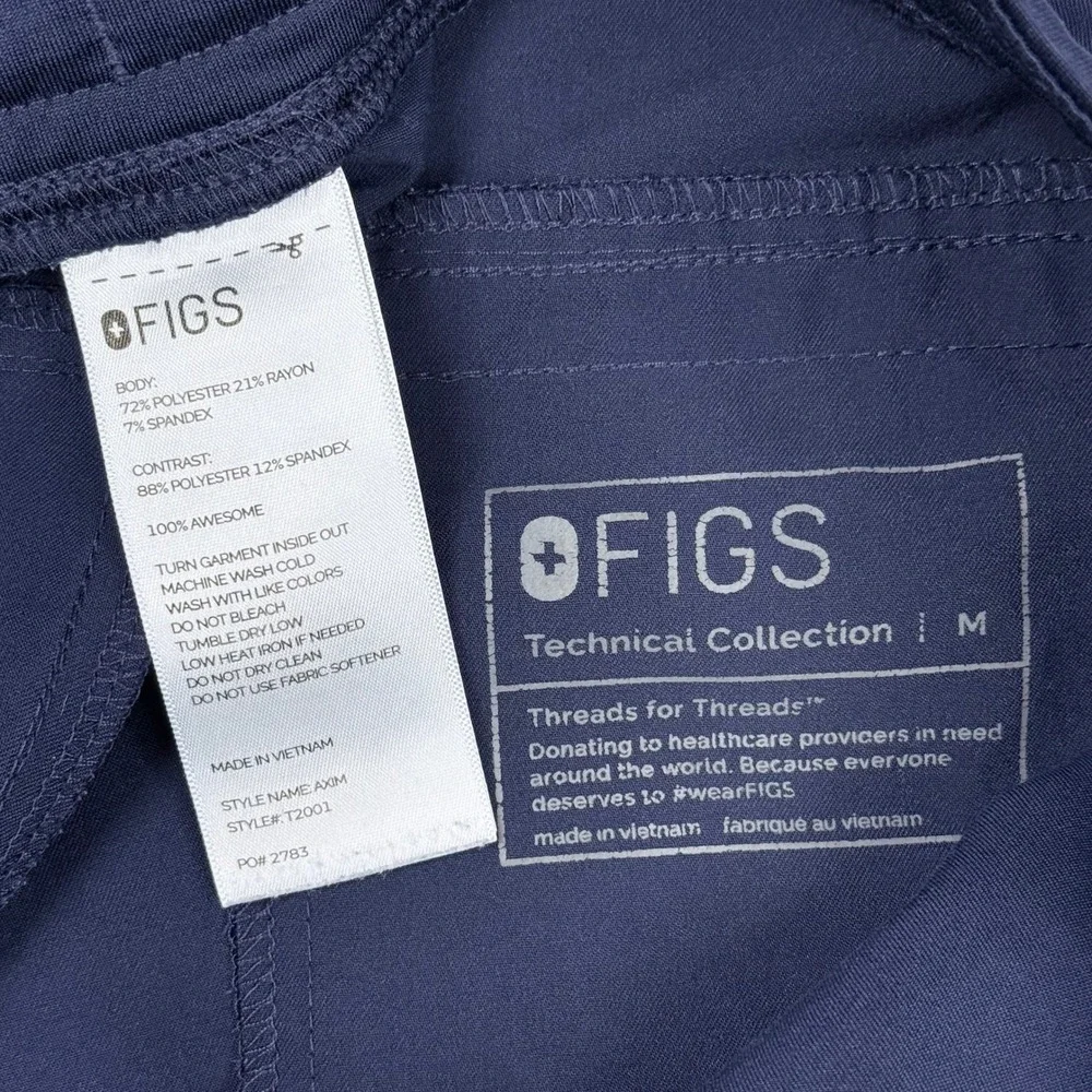 Figs Axim Cargo Scrub Pants Mens Medium Navy Blue Drawstring Technical T2001